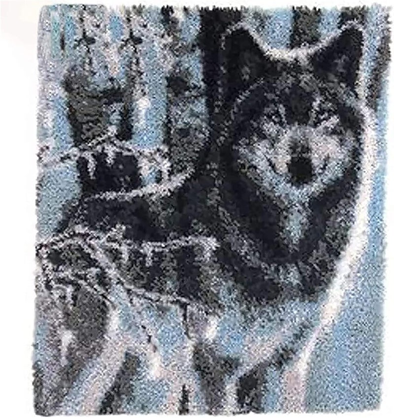 ZFFLYH Large Latch Hook Kits for Adults Rug, 3D Tapestry Yarn Needlework Cushion Making Crafts, Snow Wolf (43X34.5Inch/109X88cm) - Image 1